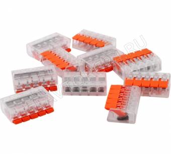 Volsten V02-9W-221-415 (СМК, Строительно-монтажная клемма 5 пр. до 4 мм, 32А, 450 В, 10 шт. оранж.)