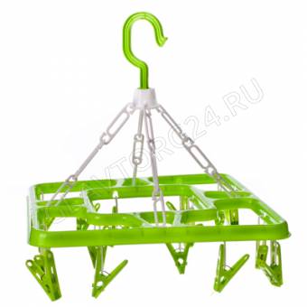 Сушилка д/белья подвесная квадратная с прищепками 16шт. пластик, 3 цвета ВЕСЕЛЫЙ РОДЖЕР арт. 453-128