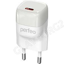 Зарядное устройство сетевое PERFEO I4651 1xType-C 5-12B 1,67A-3А белый