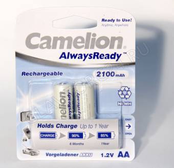 Camelion АА BL-2/2100 аккумуляторы Always Ready (предзаряж) голубые/24шт