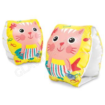 INTEX Нарукавники для плавания HAPPY KITTEN ARM BANDS, от 6-36 мес., 20х15см, 56665EU