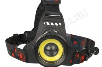 Фонарик Ultra Flash E1335 (налоб акк 3,7В, черный, 2LED, 4 Ватт, фокус, 2 ак 4 реж, метал, бокс)