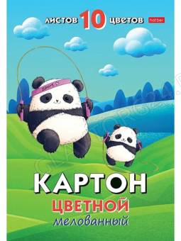 Картон цв. мелов. А4 10л/10цв Плюшевые панды