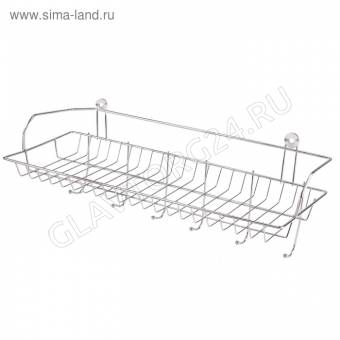 Полка бытовая с крючками 42х15х16 см 673821