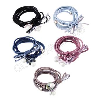 Набор резинок для волос 4шт, d=5см, полиэстер, пластик, 4-6 цветов