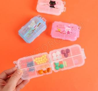 Таблетница 10секц 10*6*3см с цепочкой МИКС 1527358