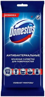 Доместос Влажные салфетки АНТИБАКТЕРИАЛЬНЫЕ д/поверхностей 30 шт