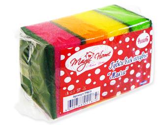 Губки д/посуды MAGIC HOME макси - 4шт 9*6*3,5см