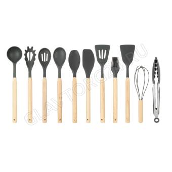 Набор кухонных принадлежностей 12пр., серый, силикон Алион SATOSHI арт. 881-340