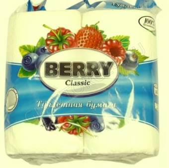 Т/бумага "BERRY" классик 2сл.4рул. на втул/тиснение.перфор желтая/16
