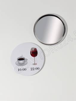 Зеркало карманное б/увел WINE NOT d7,5см металл/бумага МИКС пакет QF 7911959
