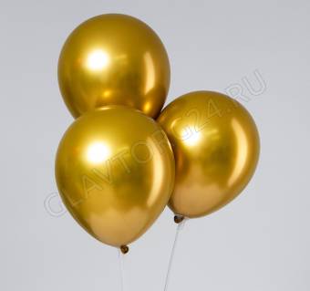 Шар латексный 12" "Хром", металл, набор 5 шт, цвет золотой 4986591