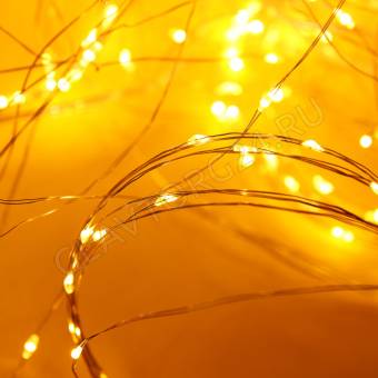 СНОУ БУМ Гирлянда эл. занавес нить росы 3х3м, 300 LED, 10 нитей, шампань, 8 реж, USB, пульт