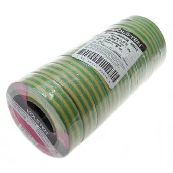 Изолента Volsten V02-7М-13*15-20 (0.13*15мм желто-зеленая) 20м