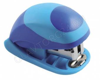 Степлер №24/6  15л пластик мини Omax /встроен антистеплер/ сине-голубой S5130B