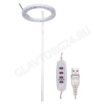 INBLOOM Светильник для растений кольцевой USB с таймером, 20 LED, 9х0.6см, 1.2W, ABS, PC Ультрафиоле
