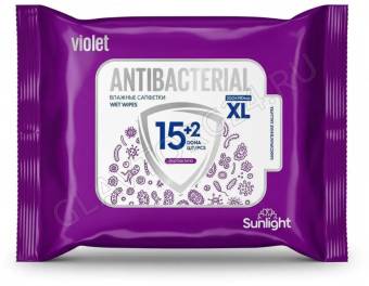 SUNLIGHT Влажные салфетки 17шт XL Antibacterial Violet