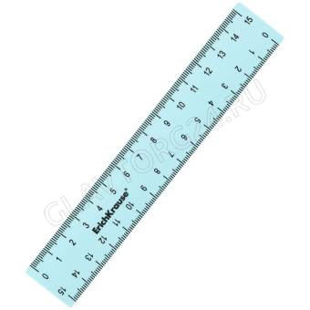 Линейка 15 см ErichKrause "Pastel" , микс из 4 цветов, 9521668