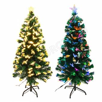 Елка напольная 120см с оптоволокном в виде цветка, зеленая, LED, мультицвет, шампань