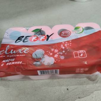 Туалетная бумага BERRY Delux 3-х сл. 8рул. 100%  целлюлоза цветная/9