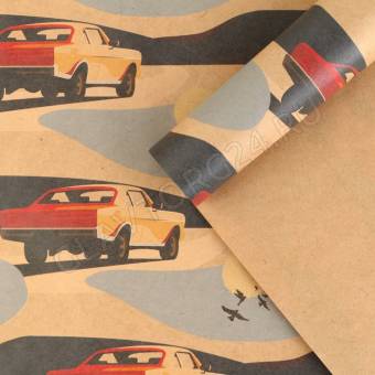 Бумага упаковочная крафтовая «Car», 50 ? 70 см 7315950