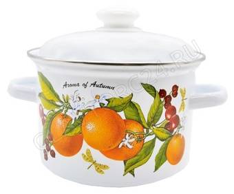 Кастрюля эмалир. цилиндр. 6,0л Фруктовая фантазия С-1618АП2/4 (4)