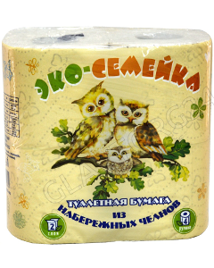 Туалетная бумага 4 шт Экосемейка 2сл. на втулке 20м перфор. Н.-Челны/12