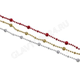 СНОУ БУМ Бусы декоративные 0,8x270 см, 3 цвета, 26-472