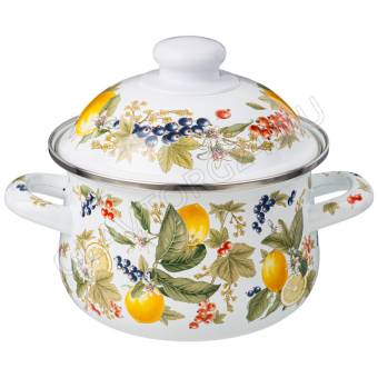 КАСТРЮЛЯ ЭМАЛИР. 2,0Л AGNESS С ЭМАЛ.КР. "ФРУКТОВАЯ КОРЗИНА" 18*11СМ/6 арт. 934-561