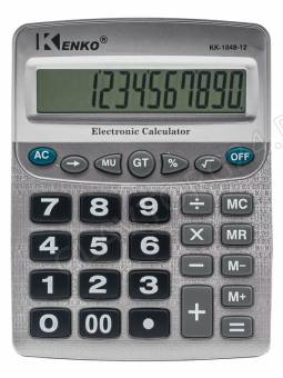 Калькулятор большой Kenko KK-1048-12 12 разрядный серебристый