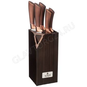 НАБОР НОЖЕЙ 6ПР. AGNESS НА ПЛАСТИКОВОЙ ПОДСТАВКЕ/6 арт. 911-486