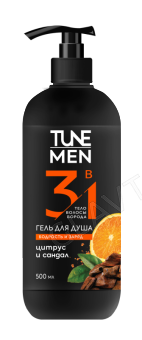 TUNE® MEN Гель для душа 3 в 1 для тела, лица и волос Питание и увлажнение (Бодрость и заряд)  500 мл