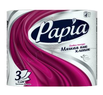Т/бумага Papia 3-х сл.4 рул. белая/14