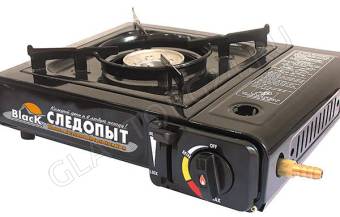 Плита газовая портативная 1 конфорка СЛЕДОПЫТ PF-GST-N10 Black 2300Вт с переходником, чемодан