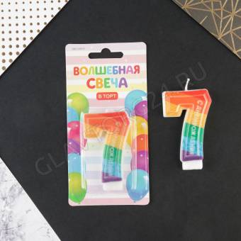 Свеча цифра с цветным нанесением 7 "С Днем рождения", 4,1 х 7,3 см    7501432