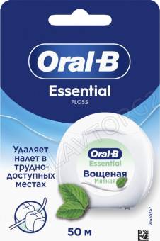 ORAL-B зубная нить Essential floss вощенная вкус мятный  50м