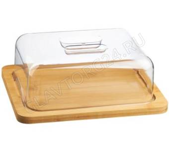 Блюдо с пласт. крышкой прямоугольное бамбук 30*20*12см №2/8