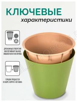 Горшок для цветов London 190 мм, 3,3л оливковый