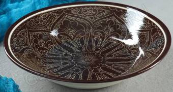 Тарелка глубокая Риштанская Керамика, 20см, коричневая 1923446