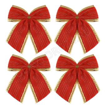 СНОУ БУМ Набор бантов 10x12 см, 4 шт, полиэстер, красный