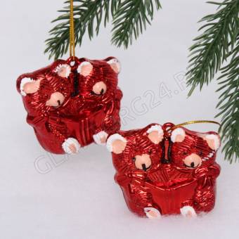 Елочные игрушки "Мишутки" 5*6 см (набор 2 шт), Красный