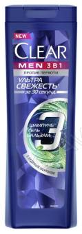 CLEAR MEN Шампунь 400мл 3в1 Ультра Свежесть