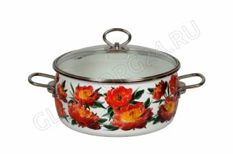 Кастрюля эмалир. сферич. 5,0л низкая Peony 1SA245S