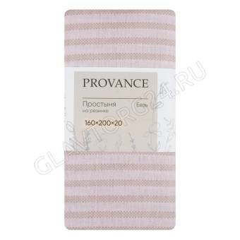 Простыня 160*200*20см бязь на резинке Provance Хейзел бежевый