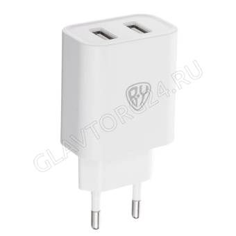 Зарядное устройство сетевое BY Double 2xUSB 5B 2A белый