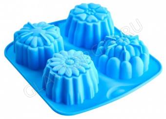 Форма д/выпечки силиконовая 4 кекса № 1 15,5*14*3см арт. KT-S-322/60