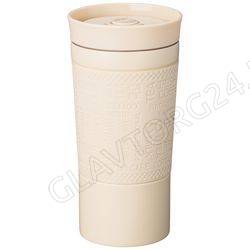 ТЕРМОКРУЖКА AGNESS 380МЛ "ТЮДОР" С КНОПКОЙ-СТОППЕРОМ МОЛОЧНЫЙ/24 арт. 709-092