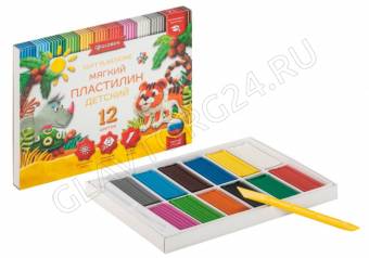 Пластилин 12цв 180г Детский +стек ПЛ12Д Глобус