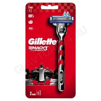 Gillette Mach3 Turbo 3D Станок мужской с 2 кассетами красный