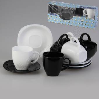 Чайный набор 220мл КАРИН черно-белый арт. D2371